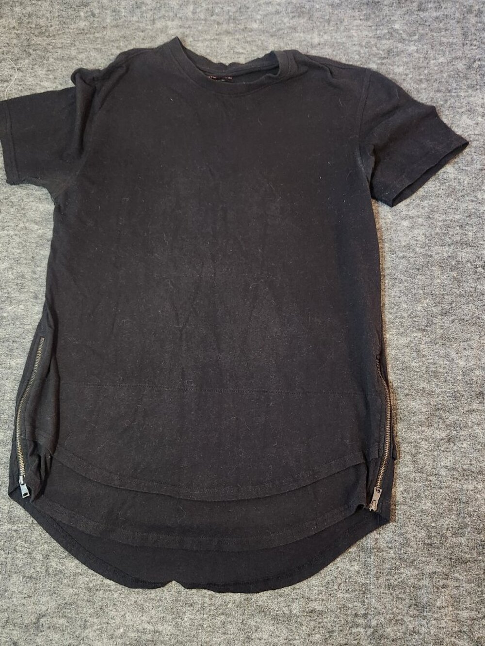 Smoke Rise Men's XL Black Side Zipper Curved Hem Hip Hop Streetwear Tee